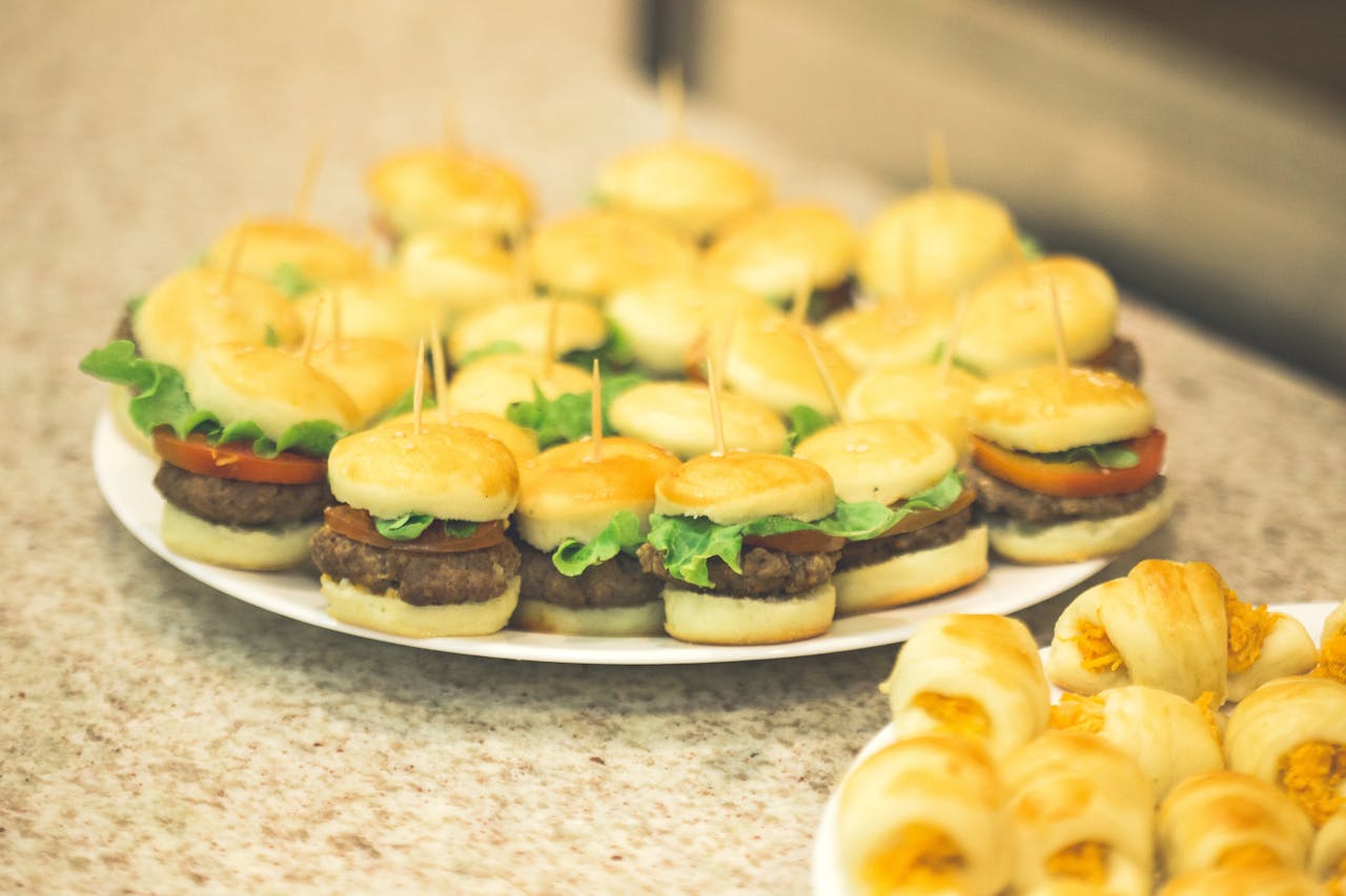 Miniature Hamburgers on Plate